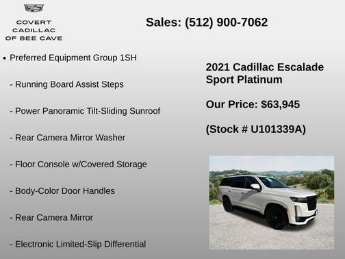 Crystal White 2021 Cadillac Escalade Sport Platinum