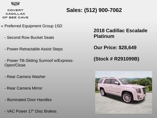 Crystal White Tricoat 2018 Cadillac Escalade Platinum