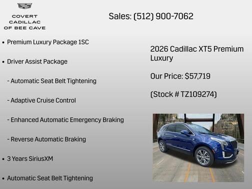 Opulent Blue Metallic 2026 Cadillac XT5 Premium Luxury