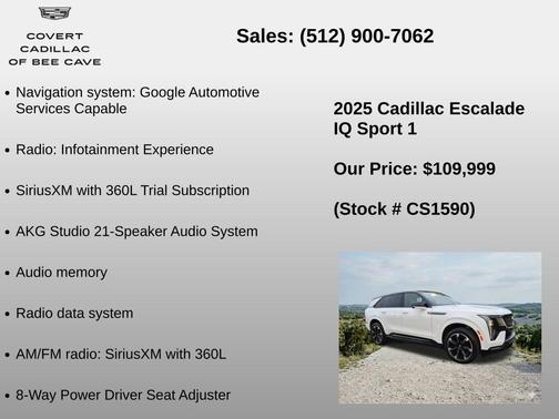 Summit White 2025 Cadillac Escalade IQ Sport 1