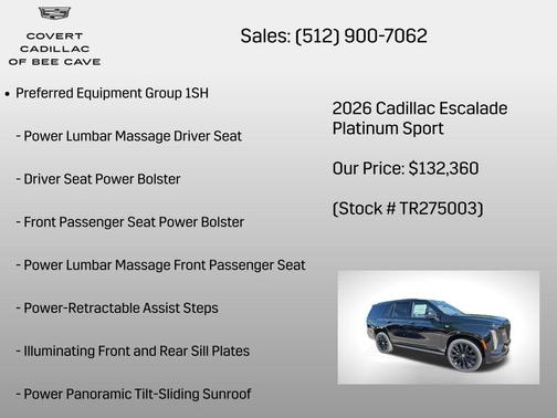 Raven Black 2026 Cadillac Escalade Sport Platinum