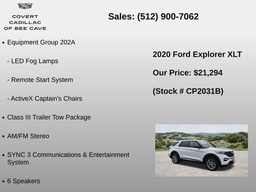 Star White Metallic Tri-Coat 2020 Ford Explorer XLT