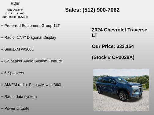Lakeshore Blue Metallic 2024 Chevrolet Traverse LT