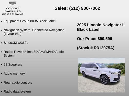 Pristine White Metallic Tri-Coat 2025 Lincoln Navigator Black Label