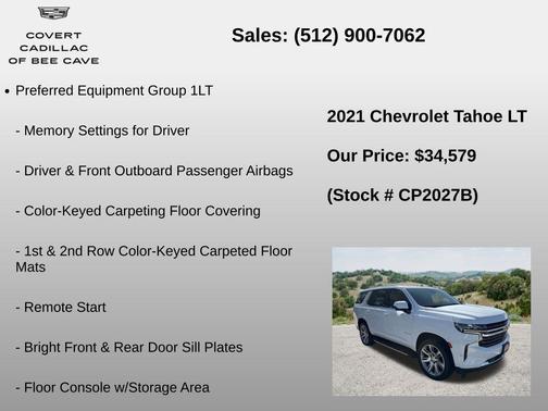 Summit White 2021 Chevrolet Tahoe LT