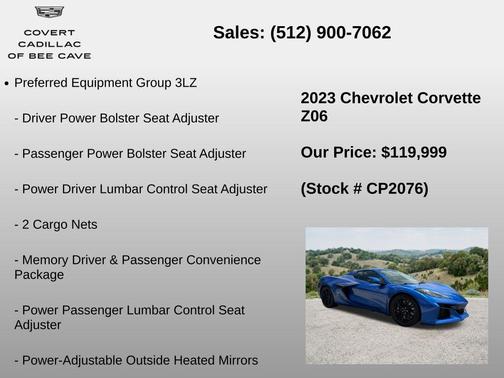 Blue Metallic 2023 Chevrolet Corvette Z06