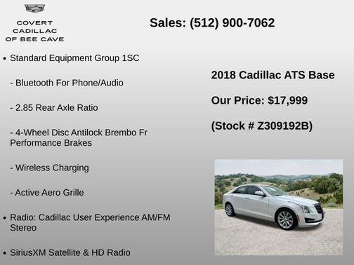 Crystal White Tricoat 2018 Cadillac ATS 2.0L Turbo