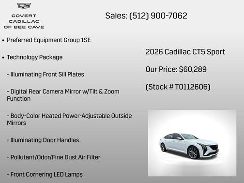 Summit White 2026 Cadillac CT5 Sport