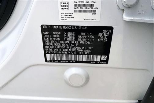 Platinum White Pearl 2021 Honda HR-V LX