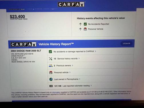 2004 Dodge Ram 2500 SLT Quad Cab