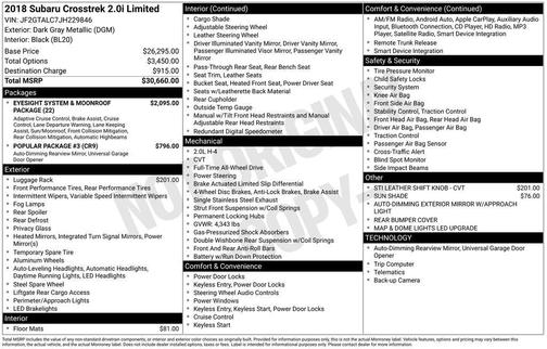 2018 Subaru Crosstrek 2.0i Limited