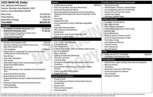 Brooklyn Gray Metallic 2023 BMW M3 Base