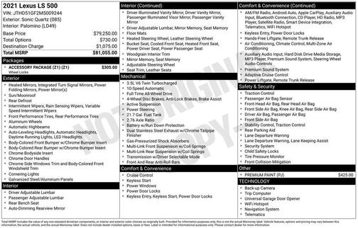 2021 Lexus LS 500 Base
