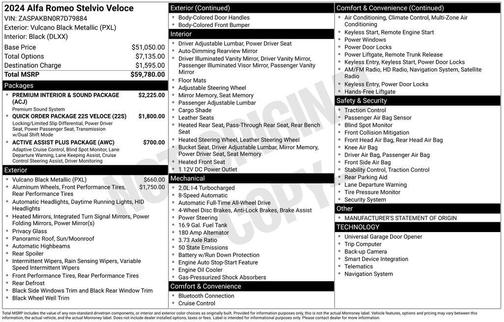 Vulcano Black Metallic 2024 Alfa Romeo Stelvio Veloce
