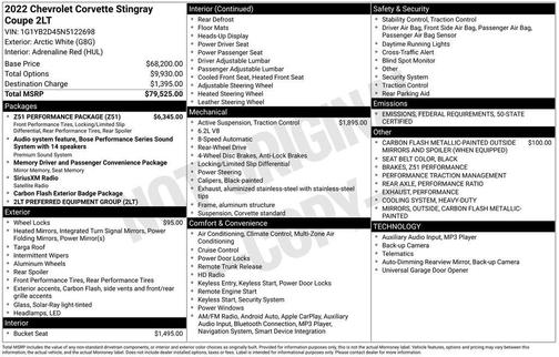 2022 Chevrolet Corvette Stingray w/2LT