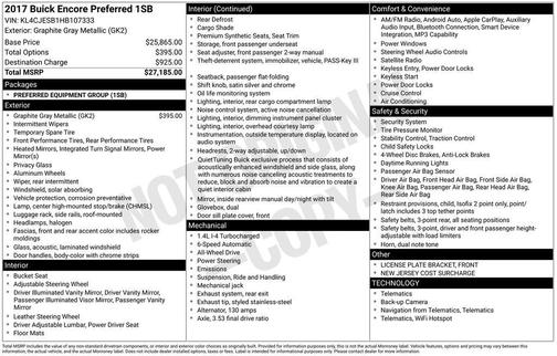 Graphite Gray Metallic 2017 Buick Encore Preferred
