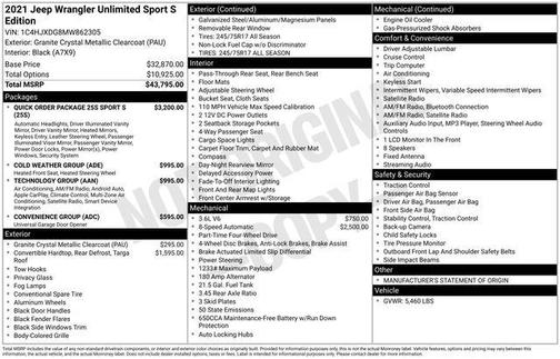 2021 Jeep Wrangler Unlimited Sport
