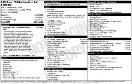 2026 RAM 1500 Big Horn/Lone Star