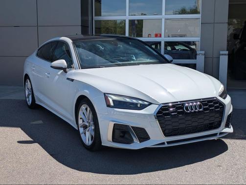 Glacier White Metallic 2023 Audi A5 Sportback 45 S Line Premium