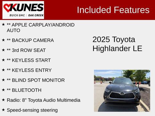 Midnight Black Metallic 2025 Toyota Highlander LE