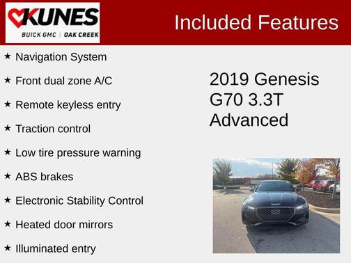 2019 Genesis G70 3.3T Advanced