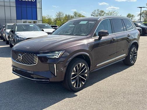 Mulberry Red Metallic 2026 Volvo XC90 Plug-In Hybrid Ultra, T8 AWD, Electric/Gasoline, Bright, 7 Seats