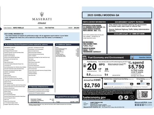 Nero Ribelle Metallic 2023 Maserati Ghibli Modena Q4