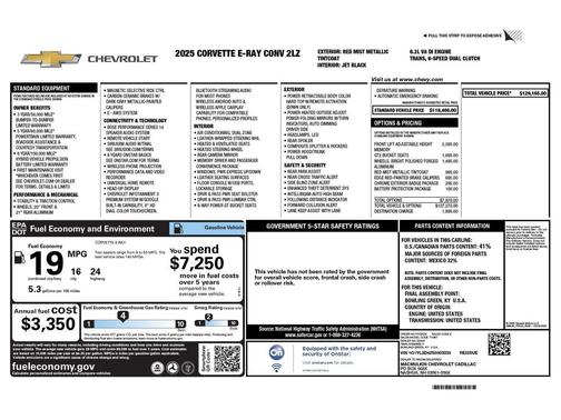 2025 Chevrolet Corvette E-Ray RWD Convertible 2LZ