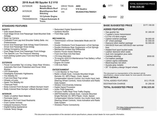 2018 Audi R8 5.2 V10