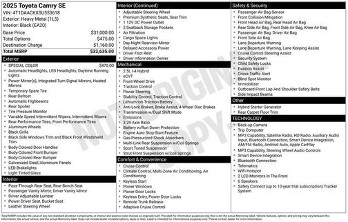 Heavy Metal 2025 Toyota Camry SE