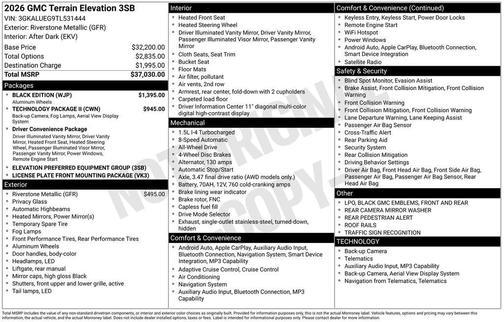 Riverstone Metallic 2026 GMC Terrain AWD Elevation