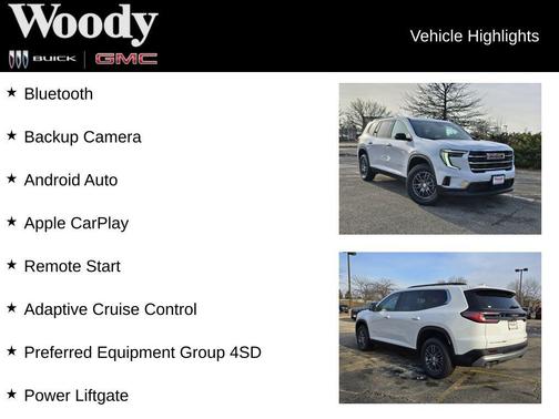 Summit White 2026 GMC Acadia AWD Elevation