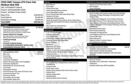 Sterling Metallic 2026 GMC Canyon AT4