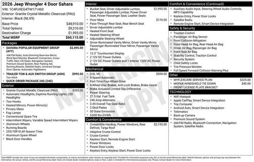granite crystal metallic clearcoat 2026 Jeep Wrangler 4-Door Sahara 4x4