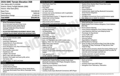 2026 GMC Terrain AWD Elevation