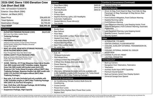 Onyx Black 2026 GMC Sierra 1500 Elevation
