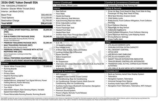 Glacier White Tricoat 2026 GMC Yukon Denali