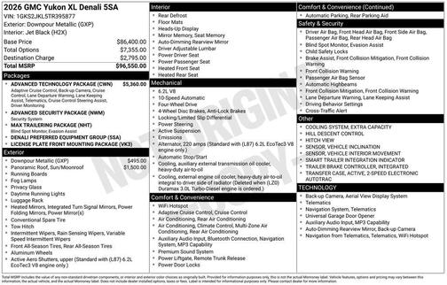 Downpour Metallic 2026 GMC Yukon XL Denali
