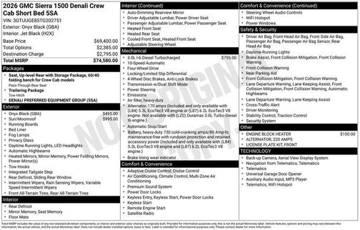 Glacier White Tricoat 2026 GMC Sierra 1500 Denali