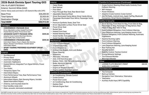 Summit White 2026 Buick Envista Sport Touring