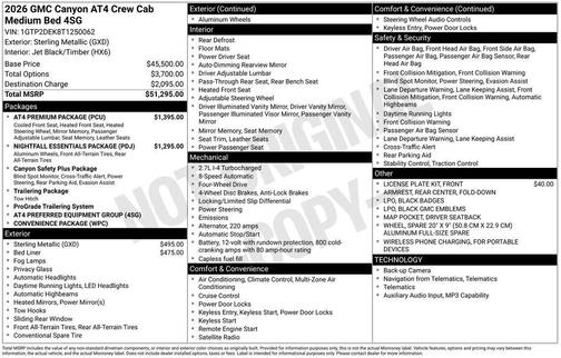 Sterling Metallic 2026 GMC Canyon AT4
