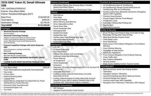 Onyx Black 2026 GMC Yukon XL Denali Ultimate