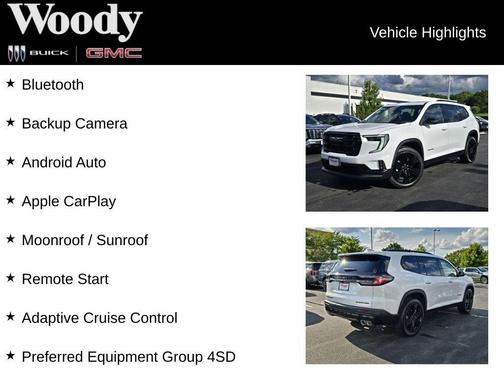 Summit White 2026 GMC Acadia AWD Elevation