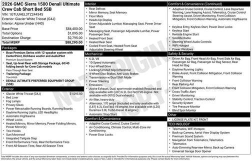 Glacier White Tricoat 2026 GMC Sierra 1500 Denali Ultimate