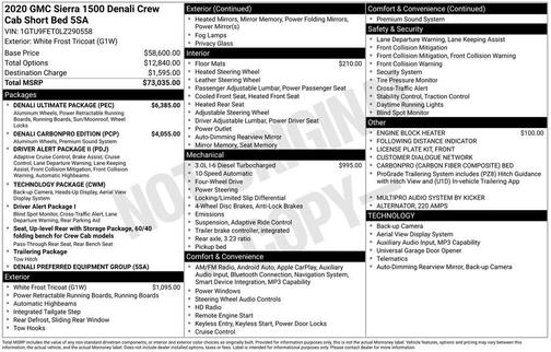 White Frost Tricoat 2020 GMC Sierra 1500 Denali