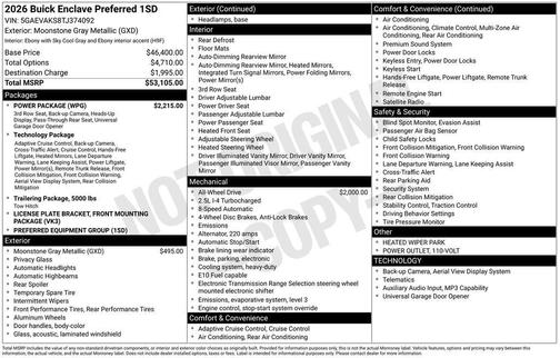 Moonstone Gray Metallic 2026 Buick Enclave Preferred
