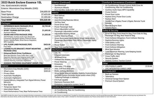 Moonstone Gray Metallic 2023 Buick Enclave Essence AWD