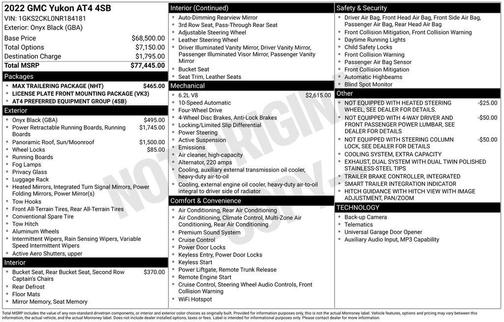 Onyx Black 2022 GMC Yukon 4WD AT4