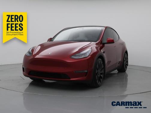Red 2025 Tesla Model Y Performance