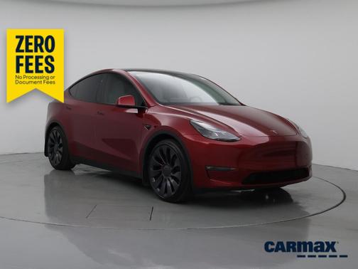Red 2025 Tesla Model Y Performance